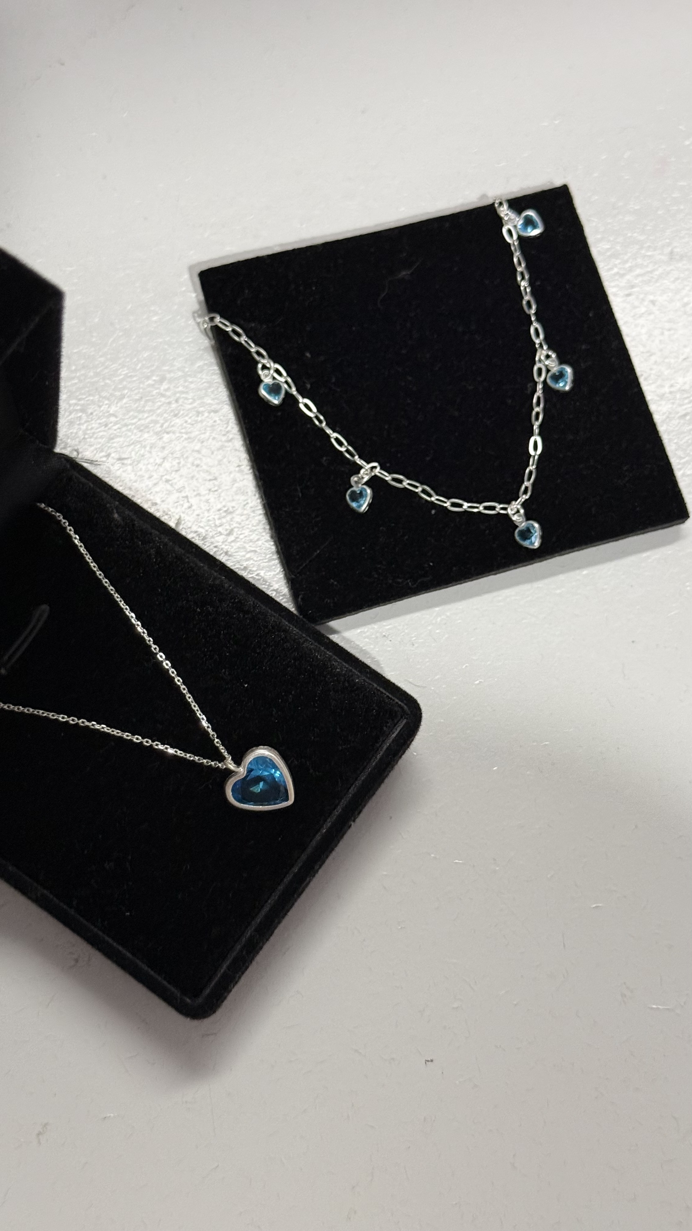 conjunto pulseira + colar azul